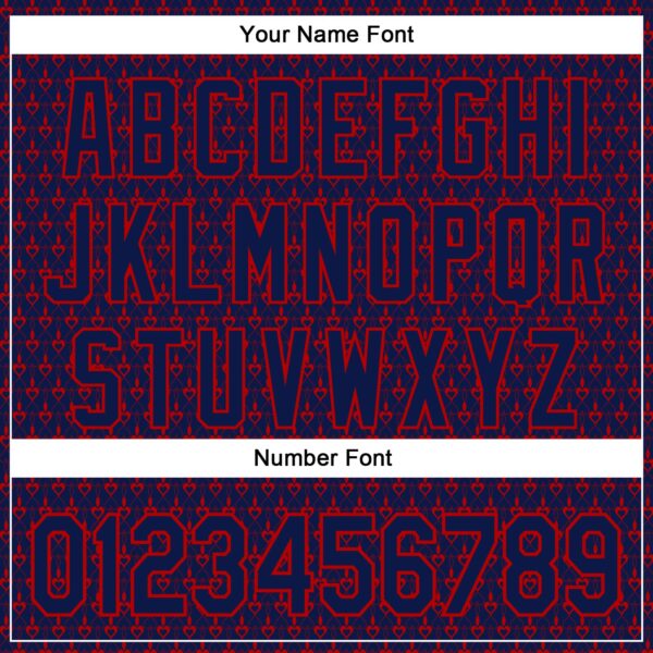 Custom Navy Red 3D Pattern Design Hearts Authentic Baseball Jersey