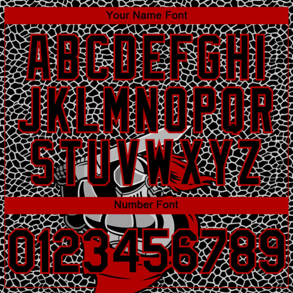 Custom Black Red-White 3D Pattern Design Knight Hero Art Authentic Baseball Jersey
