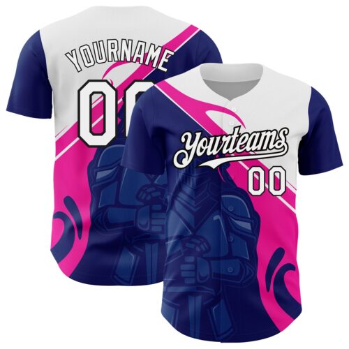 3DPattern5080 Custom Royal Pink-Black 3D Pattern Design Knight Hero Art Authentic Baseball Jersey