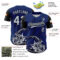 3DPattern5103-2 Custom US Navy Blue Silver-Black 3D Pattern Design Football Helmet And Animal Claw Authentic Baseball Jersey