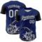 3DPattern5103 Custom US Navy Blue Silver-Black 3D Pattern Design Football Helmet And Animal Claw Authentic Baseball Jersey
