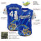 3DPattern5104-2 Custom Thunder Blue White-Black 3D Pattern Design Football Helmet And Animal Claw Authentic Baseball Jersey