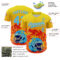 3DPattern5108-2 Custom Light Yellow Sky Blue Orange-Cream 3D Pattern Design Flame Football Helmet Authentic Baseball Jersey