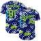 3DPattern5113 Custom Royal Neon Green-White 3D Pattern Design Football Helmet Authentic Baseball Jersey