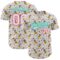 Custom White Neon Pink-Aqua 3D Pattern Design Champion Medal Authentic Baseball Jersey