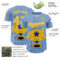 Custom Light Blue Yellow-White 3D Pattern Design Champion Trophy Authentic Baseball Jersey