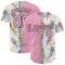 Custom White Light Pink-Black 3D Pattern Design Vintage Tattoos Authentic Baseball Jersey