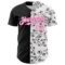 Custom Black White-Hot Pink 3D Pattern Design Vintage Tattoos Authentic Baseball Jersey