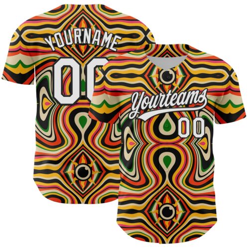 3DPattern6110 Custom Orange White-Black 3D Pattern Design Black History Month Authentic Baseball Jersey