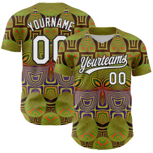 3DPattern6112 Custom Olive White-Black 3D Pattern Design Black History Month Authentic Salute To Service Baseball Jersey
