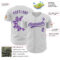 Custom White Purple 3D Pancreatic Cancer Ribbon Authentic Baseball Jersey