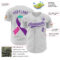 Custom White Purple 3D Thyroid Cancer Ribbon Authentic Baseball Jersey