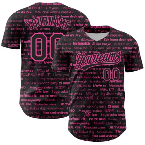 3DPattern6176 Custom Black Pink 3D Love Valentine's Day Authentic Baseball Jersey