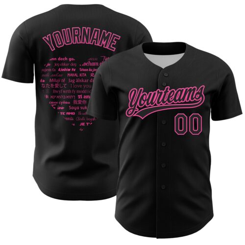 3DPattern6178 Custom Black Pink 3D Love Heart Valentine's Day Authentic Baseball Jersey