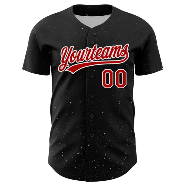 Custom Black Red-White 3D Love Heart Valentine's Day Authentic Baseball Jersey