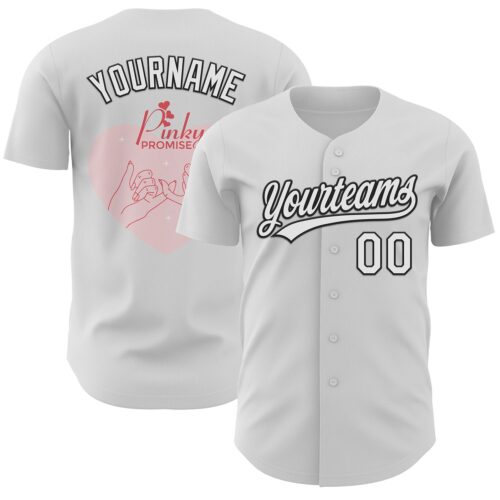 3DPattern6188 Custom White Black-Light Pink 3D Love Heart Valentine's Day Authentic Baseball Jersey