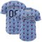 Custom Light Blue Navy-White 3D Pattern Design Evil Eyes Authentic Baseball Jersey