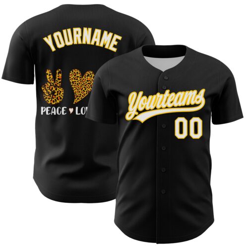 3DPattern6233 Custom Black White-Yellow 3D Childhood Cancer Gold Ribbon Authentic Baseball Jersey