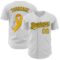 Custom White Yellow-Black 3D Childhood Cancer Gold Ribbon Authentic Baseball Jersey