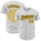 Custom White Yellow-Black 3D Childhood Cancer Gold Ribbon Authentic Baseball Jersey