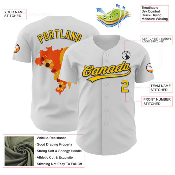 Custom White Yellow-Black 3D Childhood Cancer Gold Ribbon Authentic Baseball Jersey