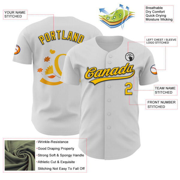 Custom White Yellow-Black 3D Childhood Cancer Gold Ribbon Authentic Baseball Jersey