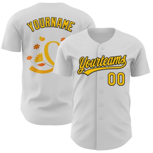 3DPattern6248 Custom White Yellow-Black 3D Childhood Cancer Gold Ribbon Authentic Baseball Jersey