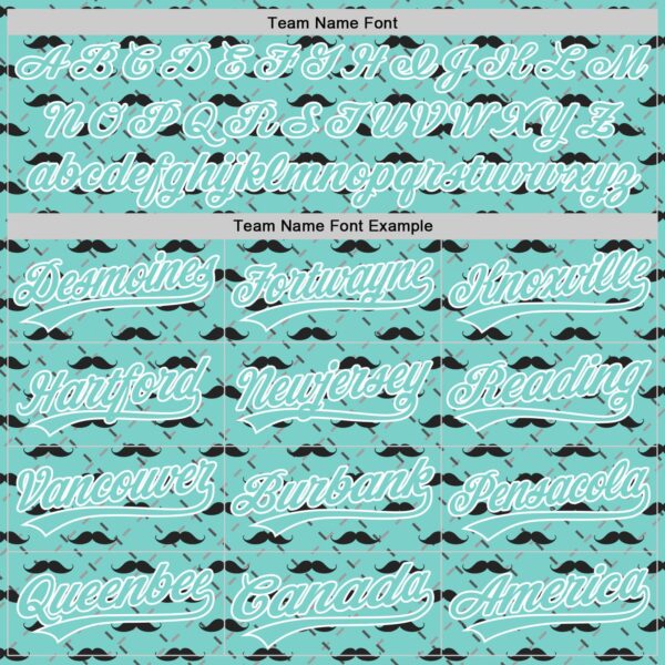 Custom Ice Blue White 3D Pattern Design Father's Day Mustache Authentic Baseball Jersey