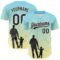 Custom Ice Blue Black-White 3D Pattern Design Father's Day Family Love Authentic Baseball Jersey