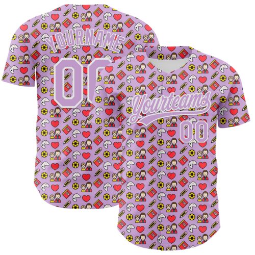 3DPattern6686 Custom Light Purple White 3D Pattern Design Father's Day Family Love Authentic Baseball Jersey