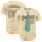 Custom Cream Black 3D Pattern Design Father's Day Tie Authentic Baseball Jersey