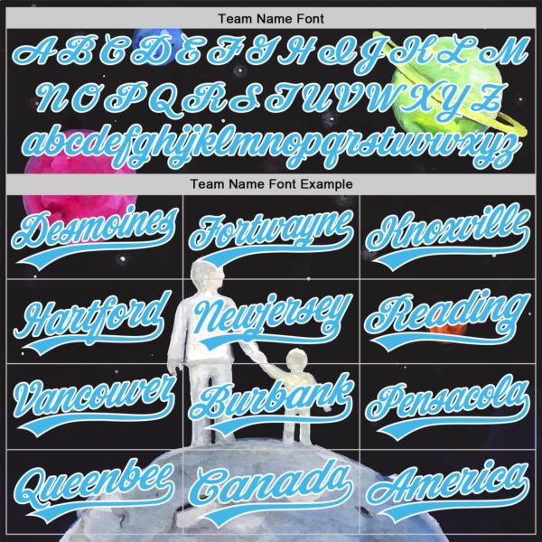 Custom Black Sky Blue-White 3D Pattern Design Father's Day Family Love Authentic Baseball Jersey