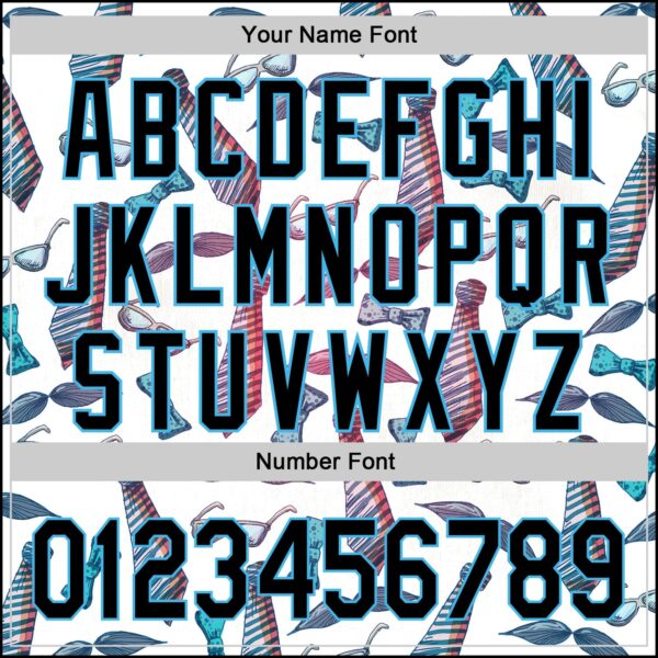 Custom White Black-Sky Blue 3D Pattern Design Father's Day Mustache And Tie Authentic Baseball Jersey