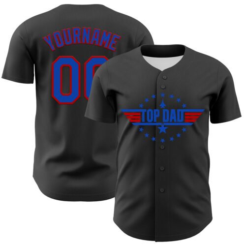 3DPattern6695 Custom Olive Thunder Blue-Red 3D Pattern Design Father's Day Top Dad Authentic Baseball Jersey