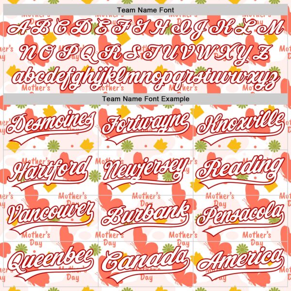 Custom White Red 3D Pattern Design Mother's Day Love Authentic Baseball Jersey