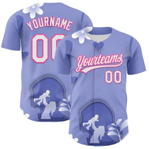 3DPattern6705 Custom Light Purple White-Pink 3D Pattern Design Mother's Day Family Love Authentic Baseball Jersey