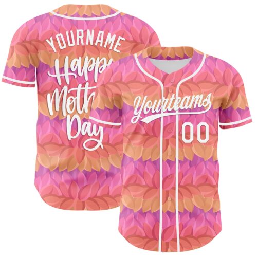 3DPattern6708 Custom Pink White-Purple 3D Pattern Design Mother's Day Flower Authentic Baseball Jersey