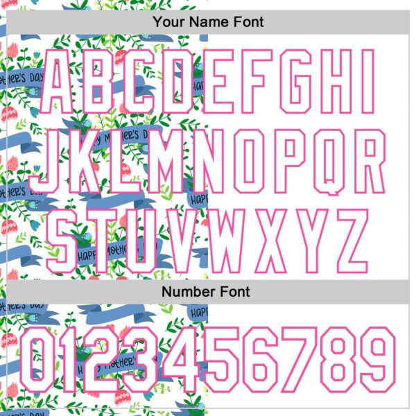 Custom White Pink 3D Pattern Design Mother's Day Flower Authentic Baseball Jersey