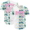 Custom White Pink 3D Pattern Design Mother's Day Flower Authentic Baseball Jersey