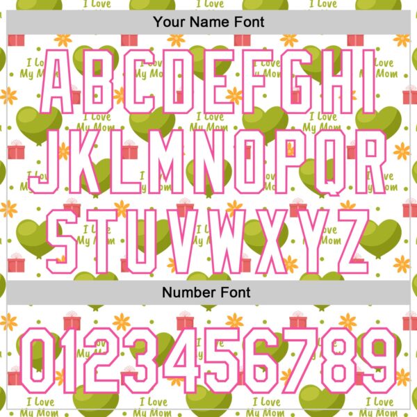 Custom White Pink 3D Pattern Design Mother's Day Love Authentic Baseball Jersey