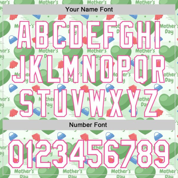 Custom Green White-Pink 3D Pattern Design Mother's Day Love Authentic Baseball Jersey