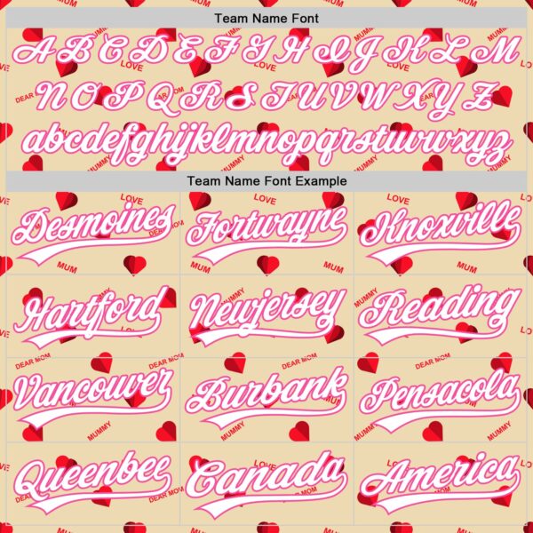 Custom Cream White-Pink 3D Pattern Design Mother's Day Love Authentic Baseball Jersey