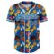 Custom Blue White Comic Doodle Ballgame 3D Pattern Design Authentic Baseball Jersey