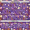 Custom Purple White Comic Doodle Ballgame 3D Pattern Design Authentic Baseball Jersey