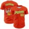 Custom Orange Light Yellow-Electric Blue Comic Doodle Ballgame 3D Pattern Design Authentic Baseball Jersey