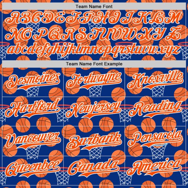 Custom Royal Orange-White Comic Doodle Ballgame 3D Pattern Design Authentic Baseball Jersey