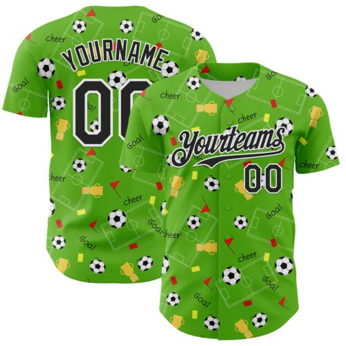 3DPattern6736 Custom Aurora Green Black-White Comic Doodle Ballgame 3D Pattern Design Authentic Baseball Jersey