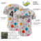 Custom White Black Comic Doodle Ballgame 3D Pattern Design Authentic Baseball Jersey