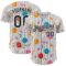 Custom White Black Comic Doodle Ballgame 3D Pattern Design Authentic Baseball Jersey