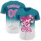 Custom Teal Pink-White 3D Pattern Design Gradient Mother's Day Family Love Authentic Baseball Jersey